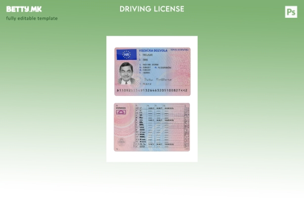 Модерен стил на Хрватска возачка дозвола присутен шаблон